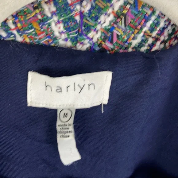 Anthropologie Harlyn Multicolor Striped Blazer Tweed Boyfriend Oversized open - Picture 6 of 14